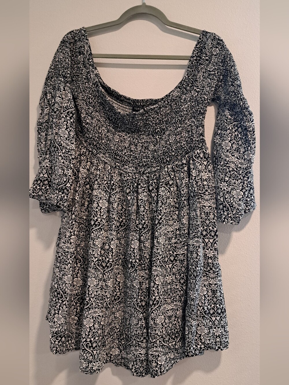torrid Black and White Smocked Neck Floral Top/ Dress